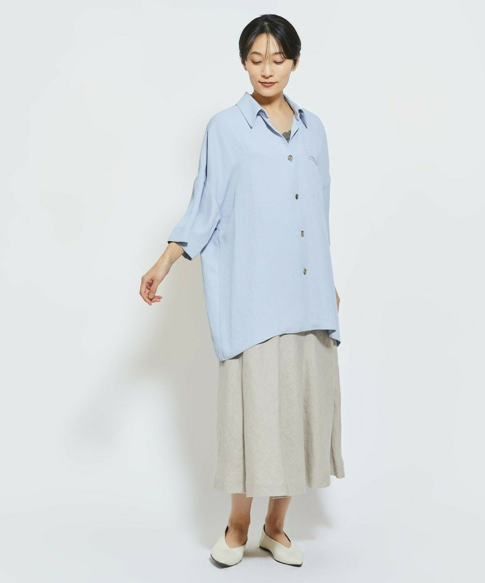 MOGA Collection MOGA Collection アセテートギャバシャツブルゾン サックスブルー