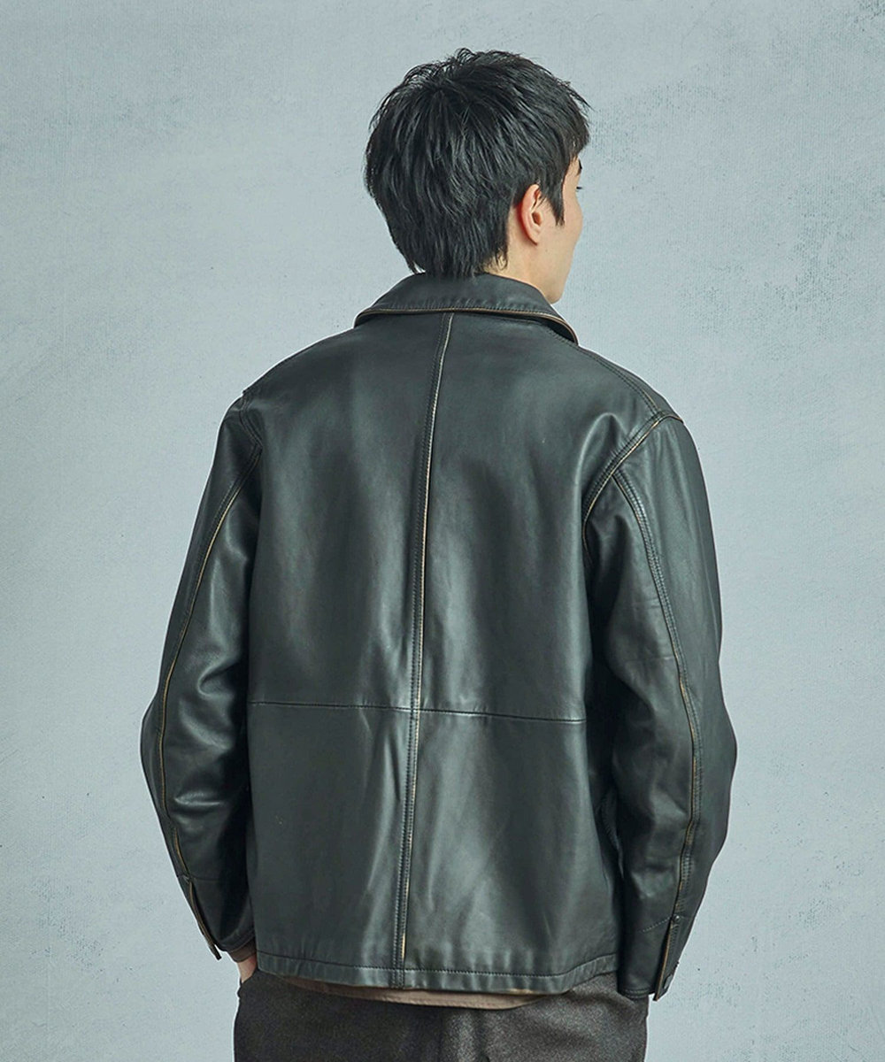 MEN'S BIGI 【JAGROSE/ジャグロース】別注ラムレザーカバーオール ブラック