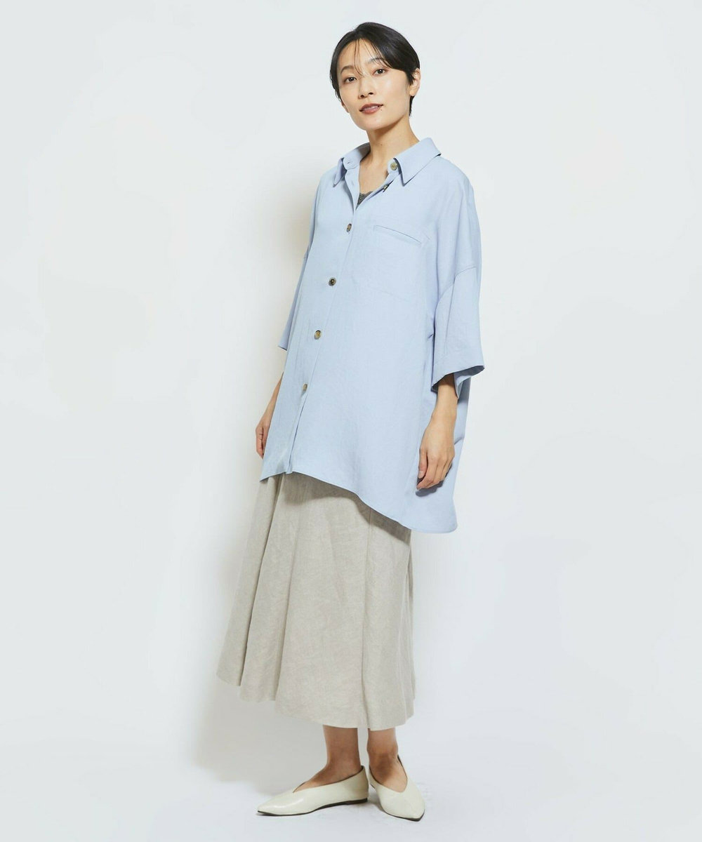 MOGA Collection MOGA Collection アセテートギャバシャツブルゾン サックスブルー