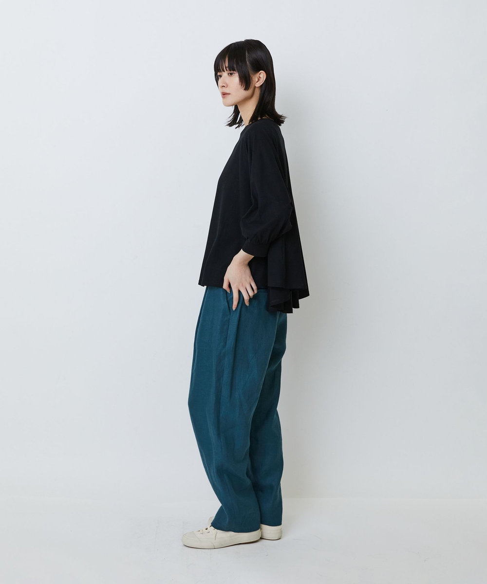 LOISIR コットン強撚天竺Aラインプルオーバー ブラック