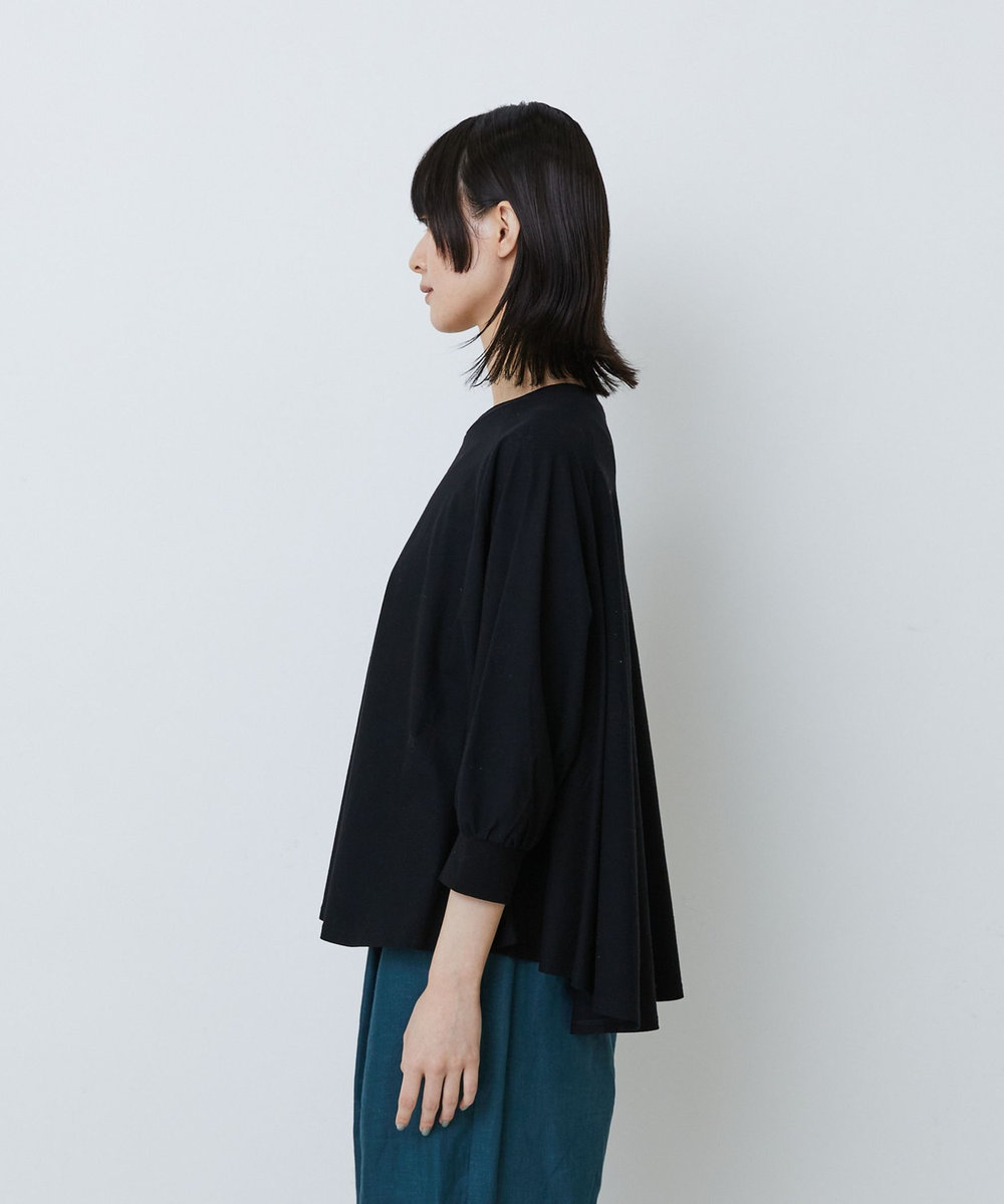 LOISIR コットン強撚天竺Aラインプルオーバー ブラック