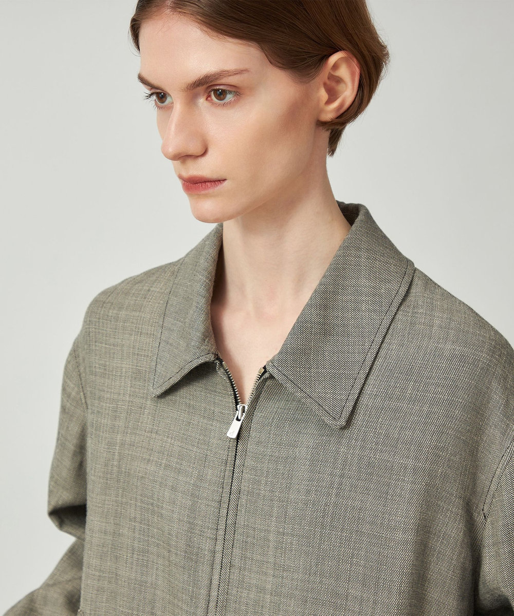 DÉPAREILLÉ SHARKSKIN ZIP UP JACKET / シャークスキンジップアップジャケット ブラウン