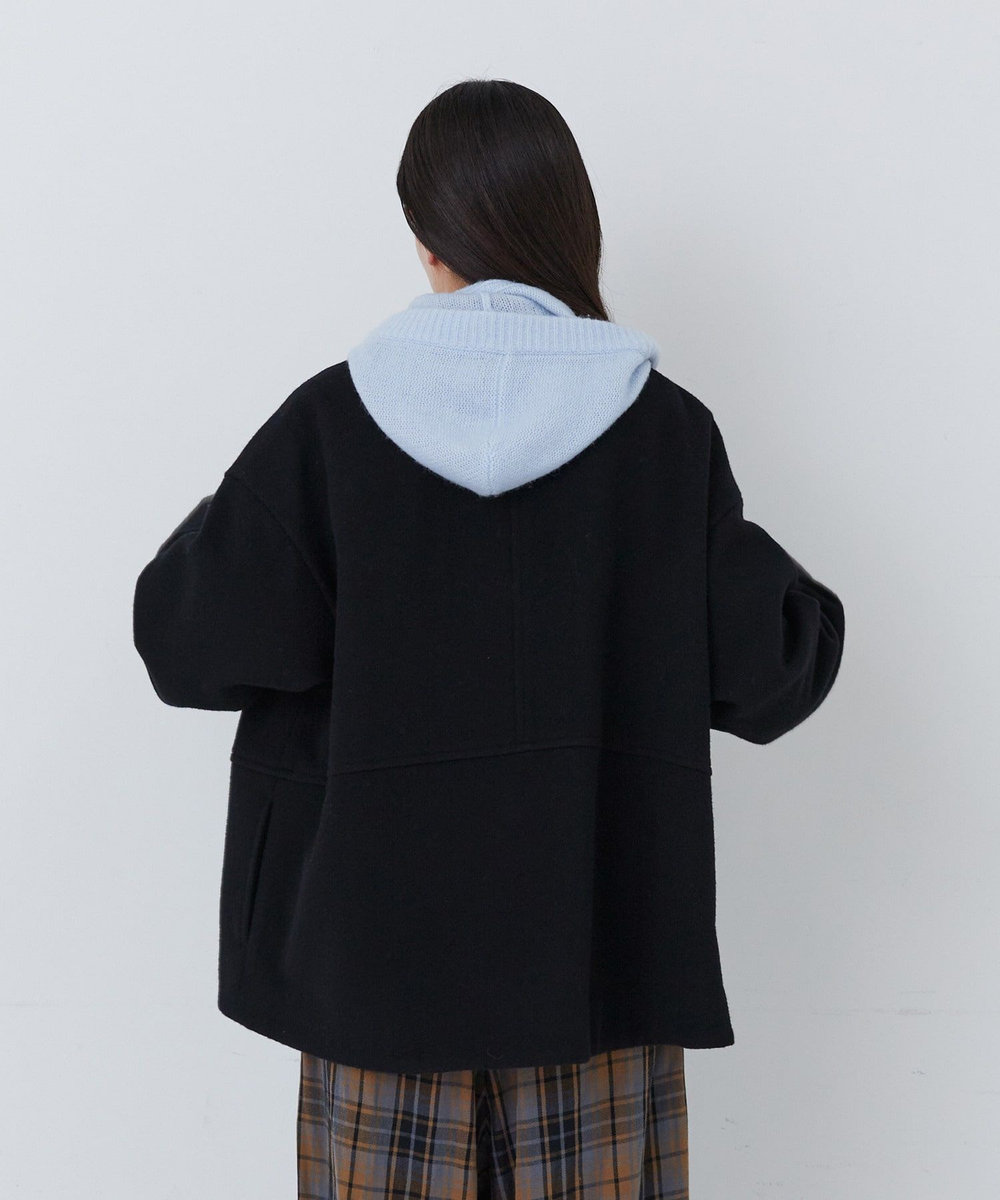 congés payés ADIEU TRISTESSE ウール混フードマフラー サックスブルー