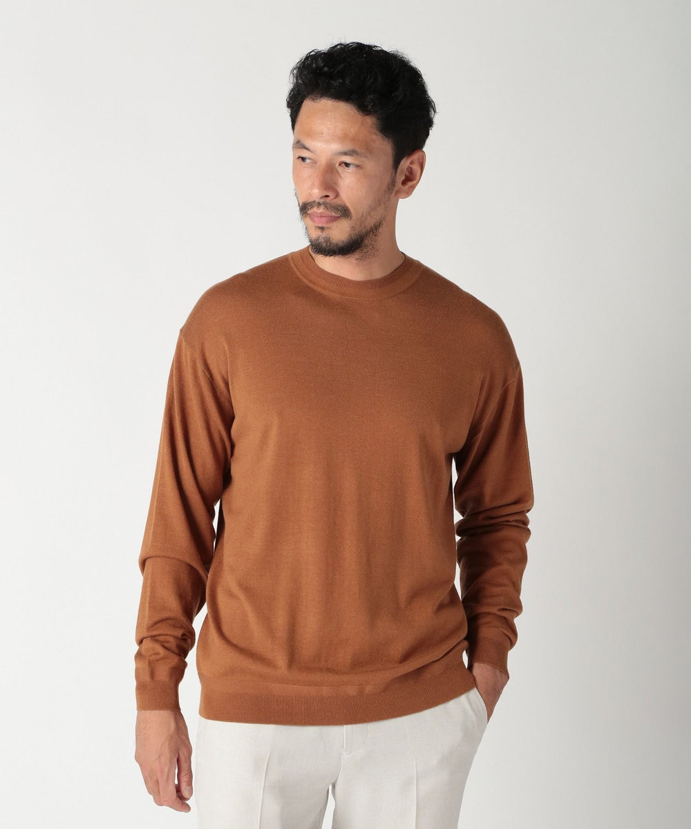 MEN'S BIGI 16Gハイゲージクルーニットソー ブラウン
