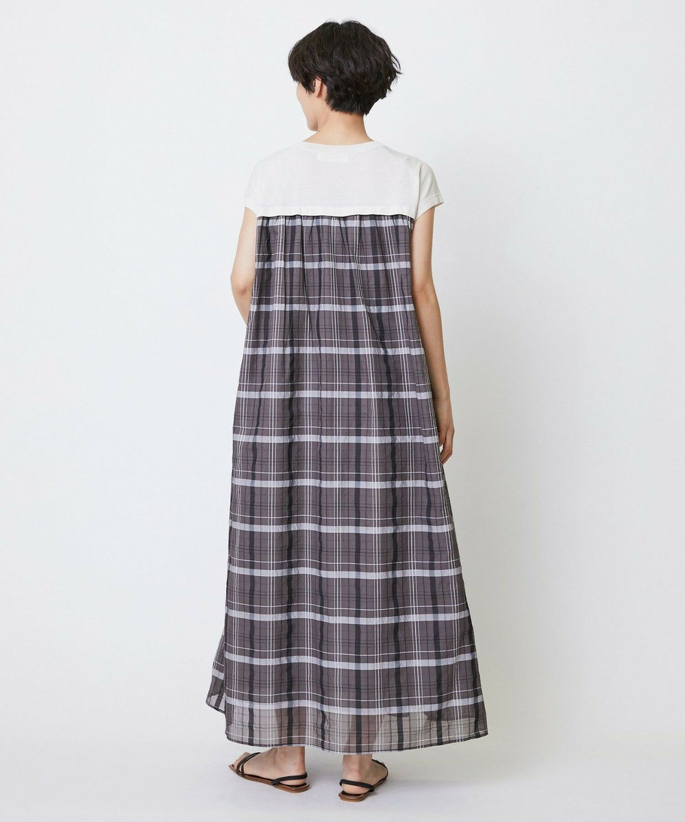 feerique feerique ニット×シアーチェックドッキングワンピース ブラウン
