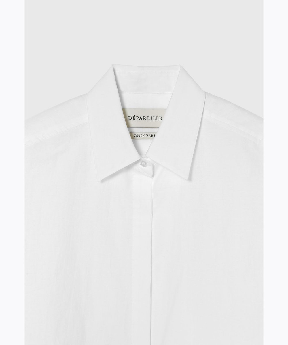 DÉPAREILLÉ COTTON NYLON CACHE-COEUR BLOUSE / コットンナイロンカシュクールブラウス ホワイト