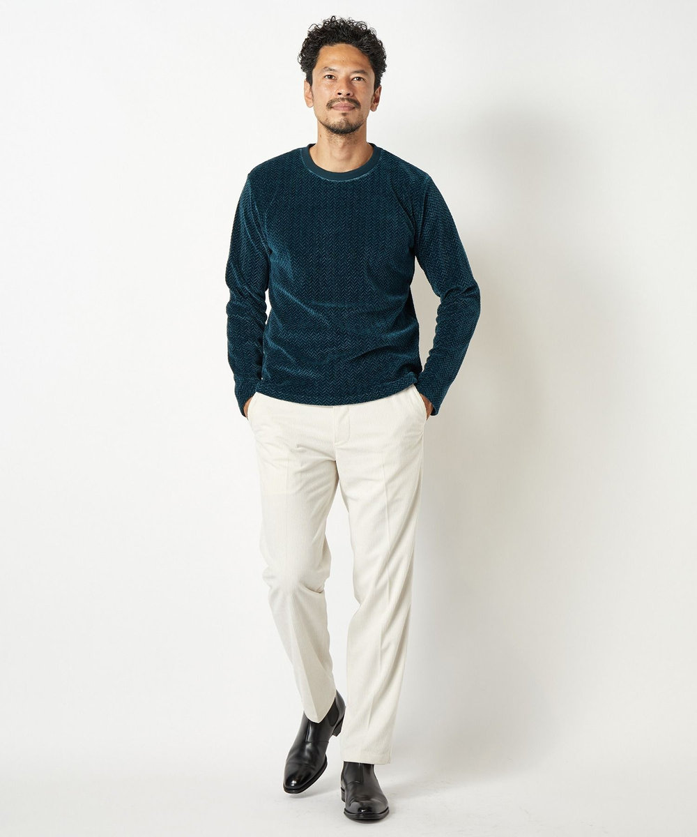 MEN'S BIGI モールジャガードクルーネックカットソー グリーン