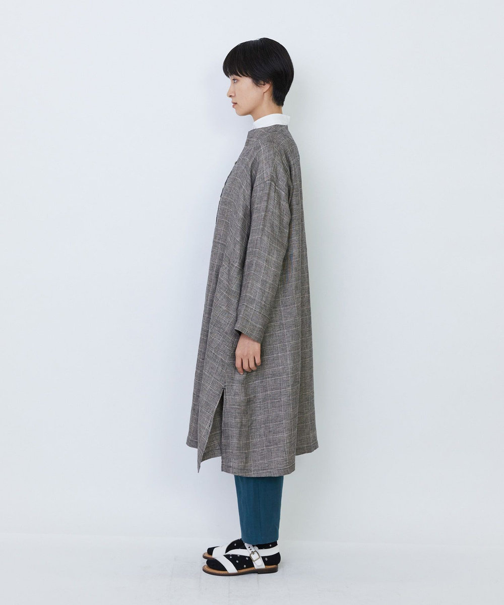 LOISIR リネンチェックガウンカーディガン チェック