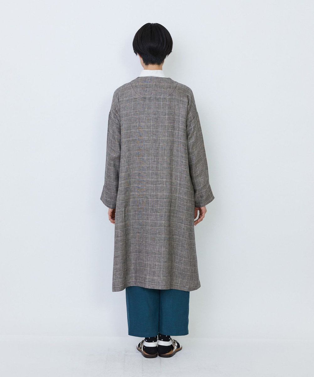LOISIR リネンチェックガウンカーディガン チェック