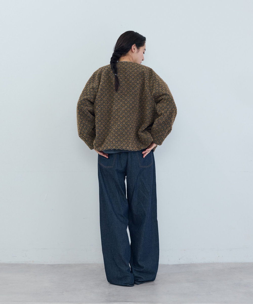 ADIEU TRISTESSE ウールジャカードノーカラージャケット ブラウン系その他