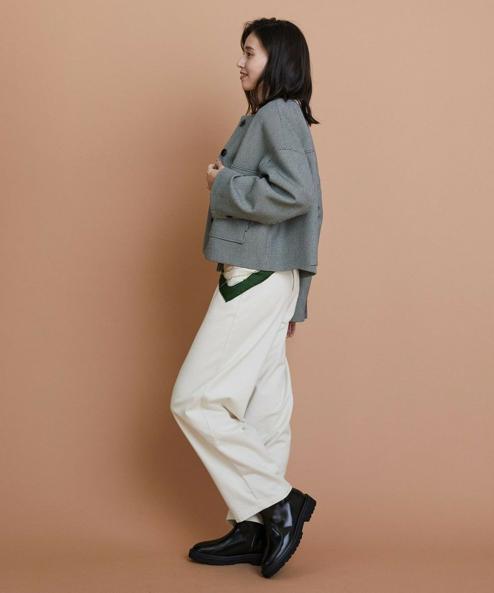 L'EQUIPE バイカラーチェックノーカラージャケット グレー系その他