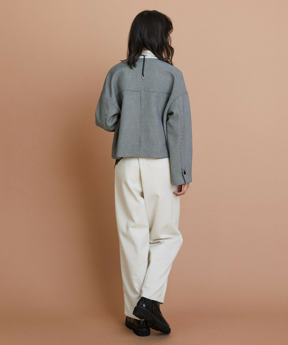 L'EQUIPE バイカラーチェックノーカラージャケット グレー系その他