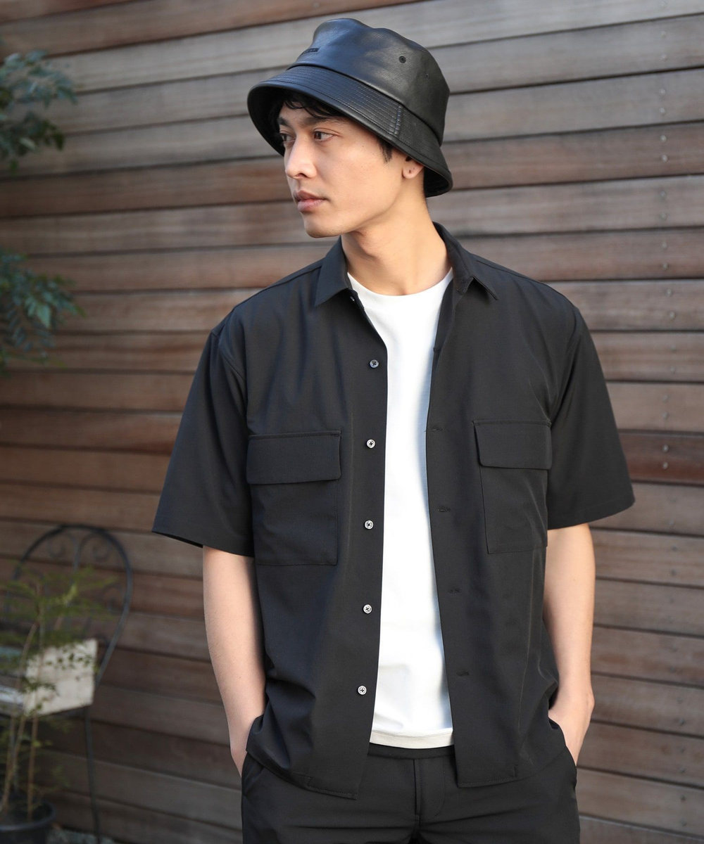 UNION STATION 【セットアップ対応】【AIR LIGHT -Active version-】半袖CPOレギュラーカラーシャツ ブラック