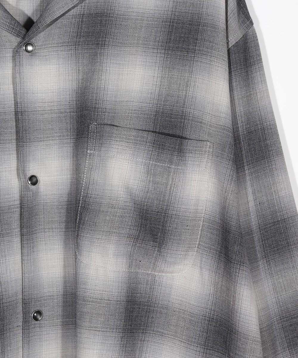 MEN'S BIGI オンブレーチェックヴィンテージ調シャツ ブラック