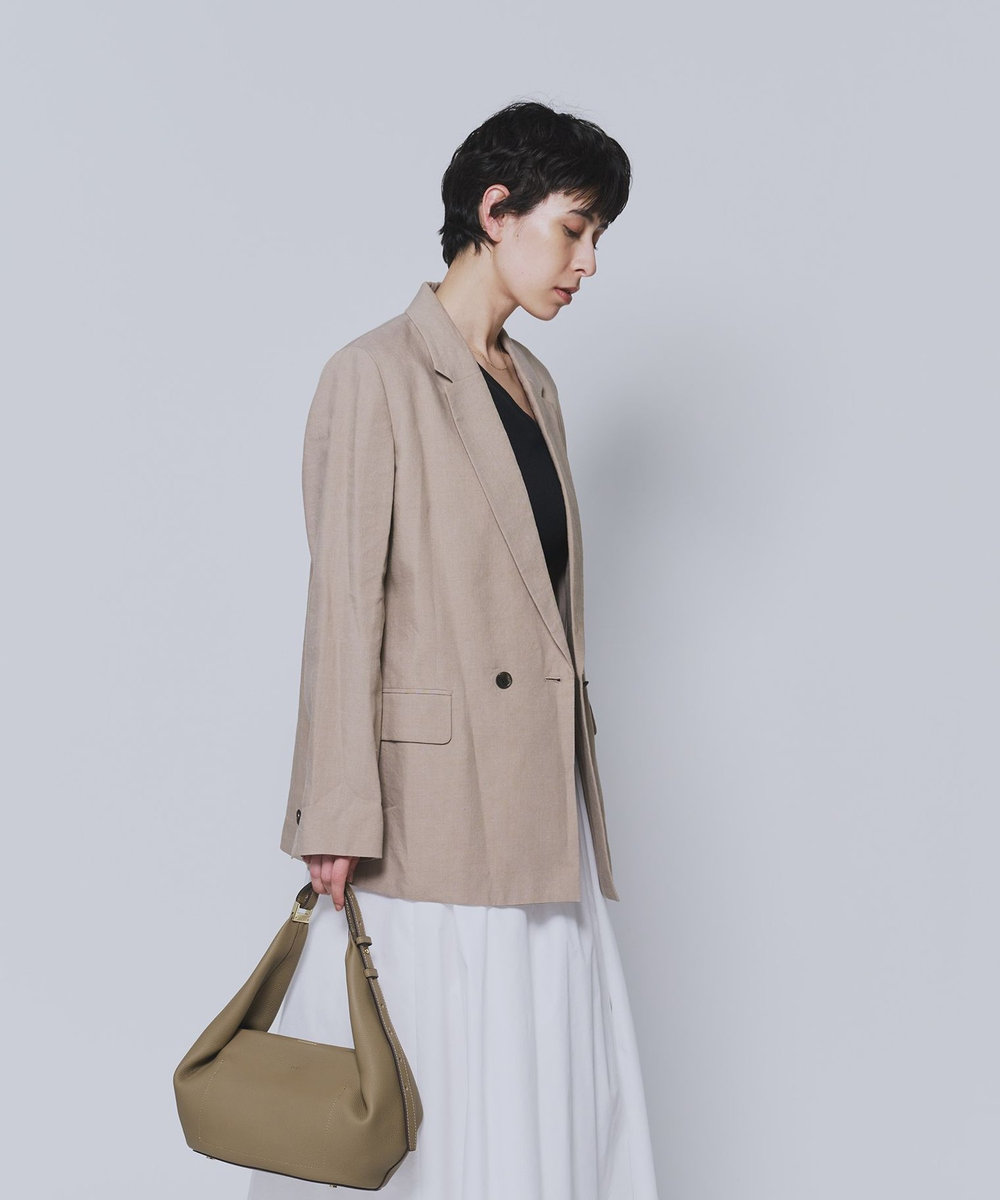 1er Arrondissement リネンビスコースジャケット キャメル
