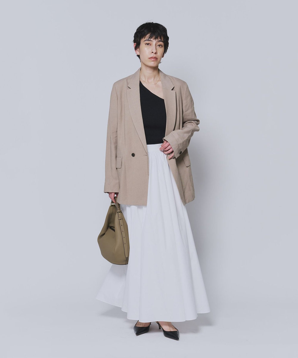 1er Arrondissement リネンビスコースジャケット キャメル