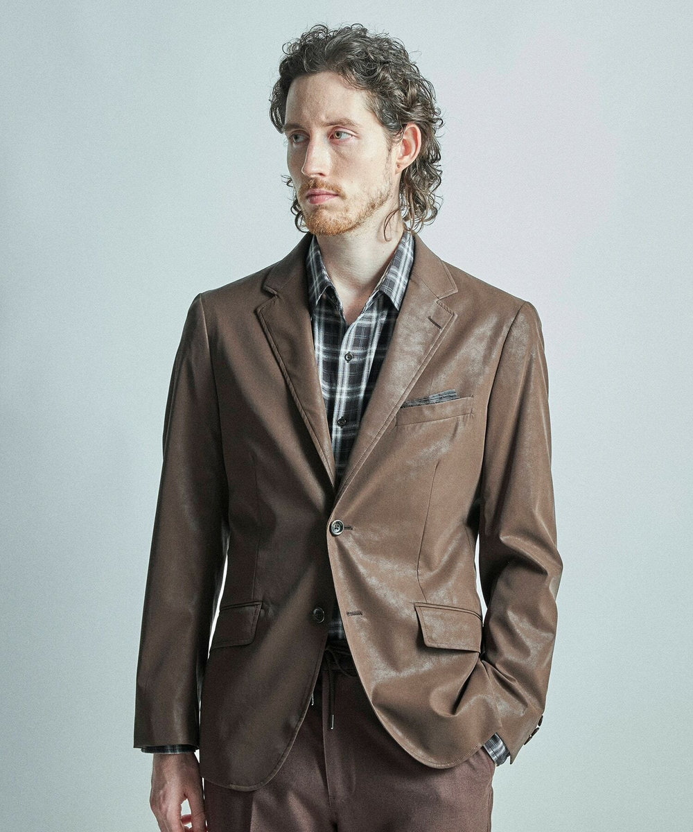 MEN'S BIGI ドビーチェックカジュアルシャツ ブラック