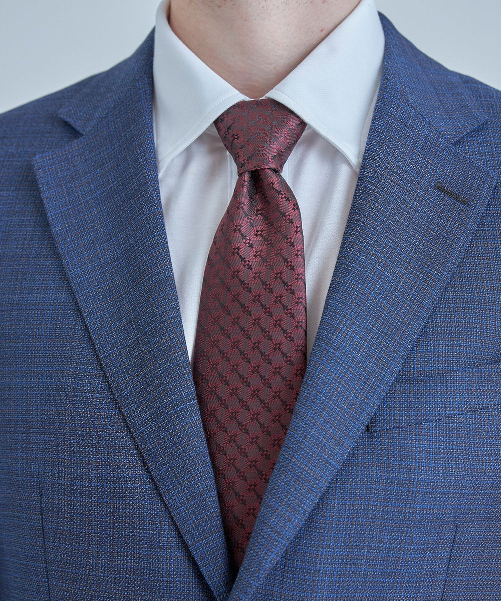MEN'S BIGI 【TIE YOUR TIE/タイユアタイ】ジオメトリック柄ネクタイ ボルドー