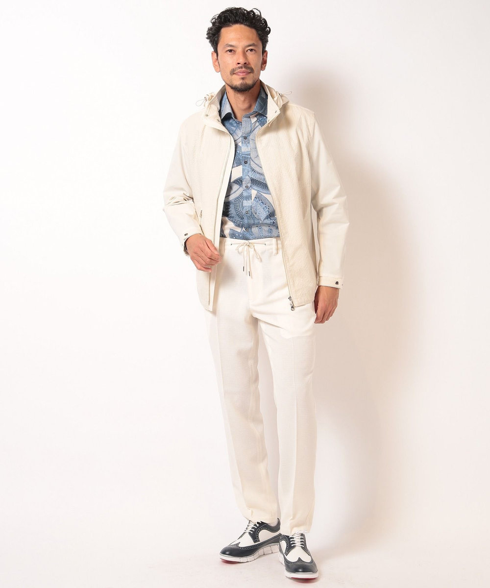 MEN'S BIGI シャドーチェックドビーコンビブルゾン ベージュ