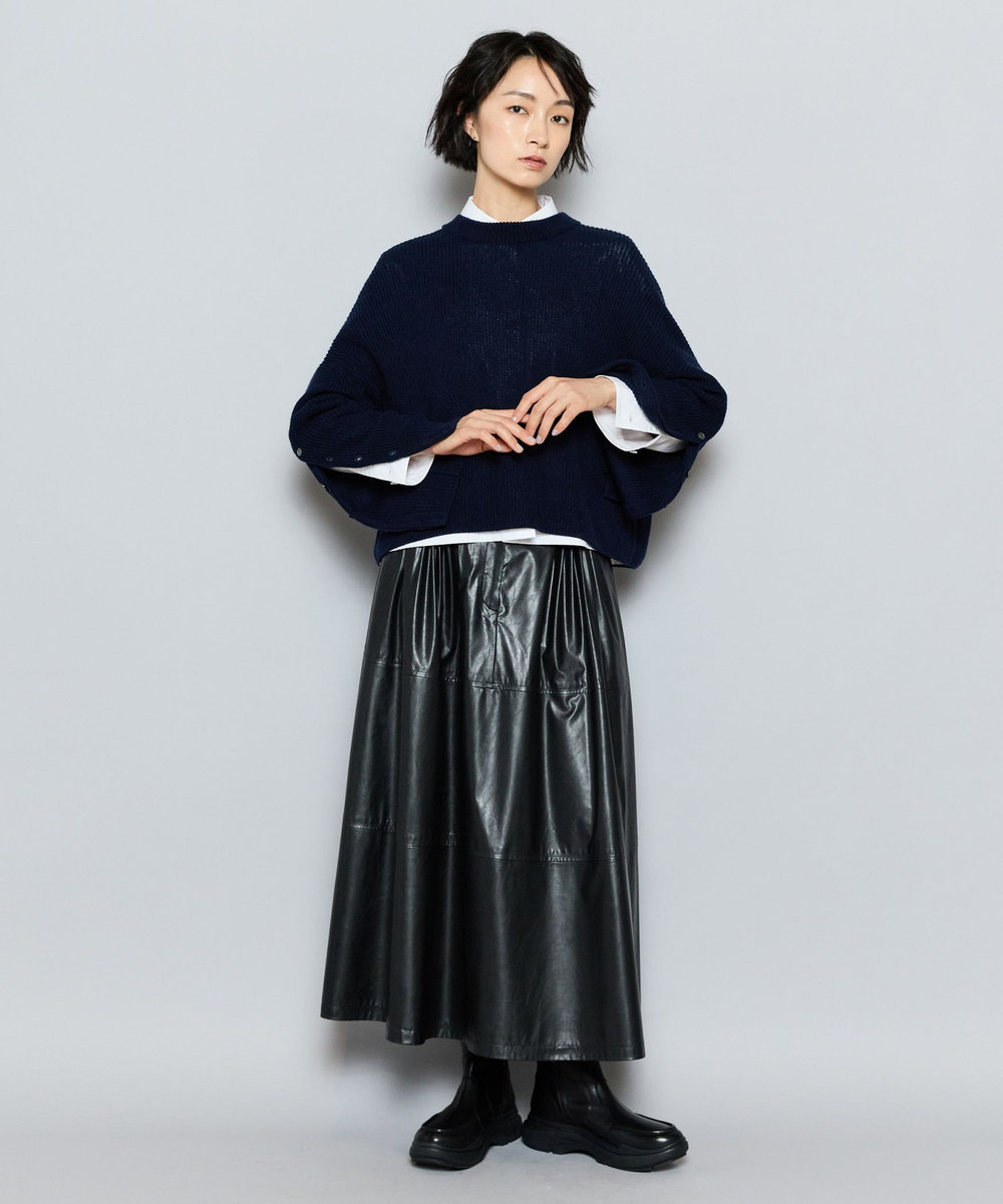 L'EQUIPE GREEN コットンタイプライタークロップドシャツ ホワイト