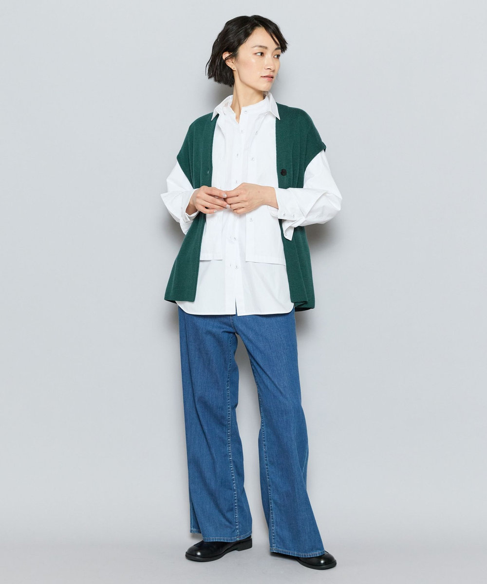 L'EQUIPE GREEN コットンタイプライタークロップドシャツ ホワイト