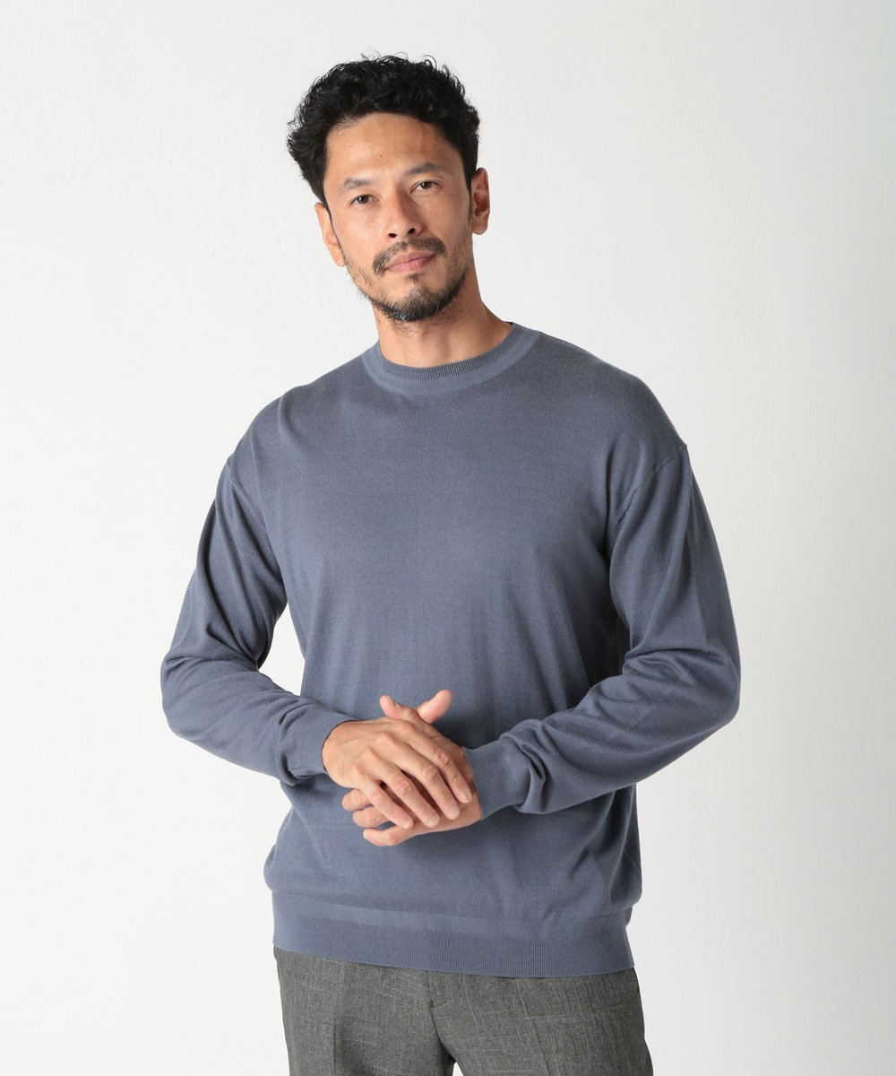 MEN'S BIGI 16Gハイゲージクルーニットソー ブルー