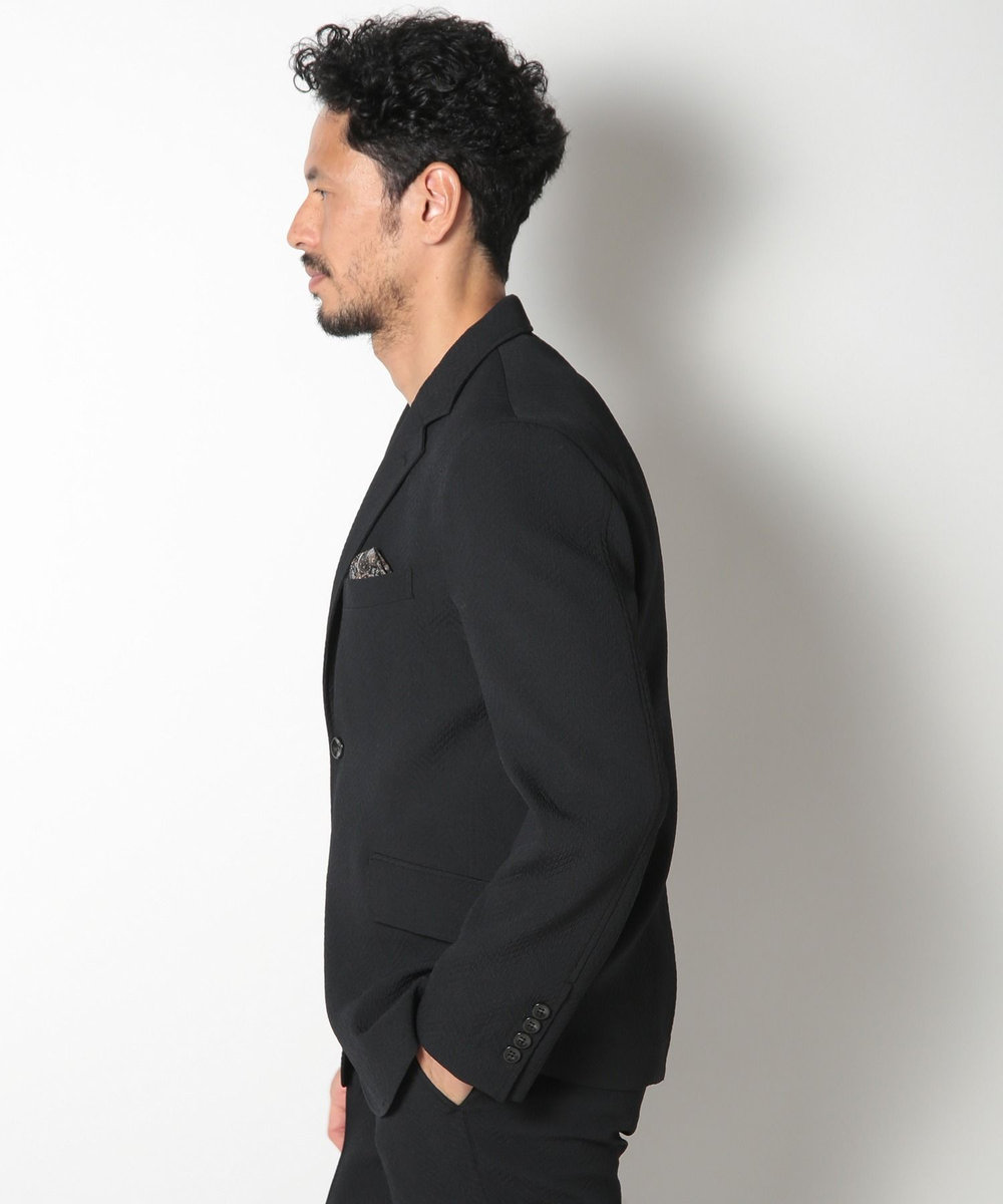 MEN'S BIGI ヘリンボーンストレッチジャケット ブラック