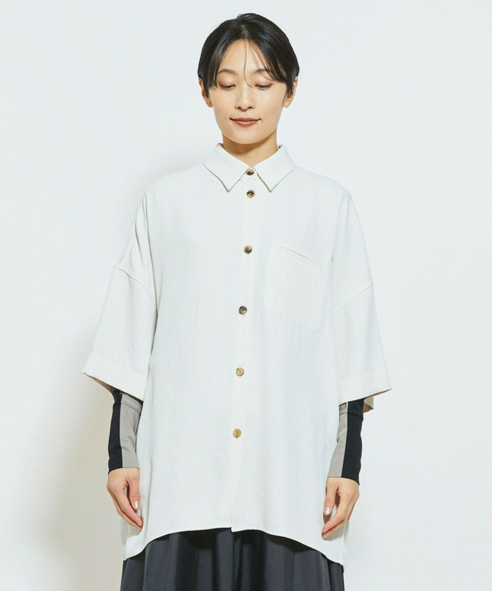 MOGA Collection MOGA Collection アセテートギャバシャツブルゾン アイボリー