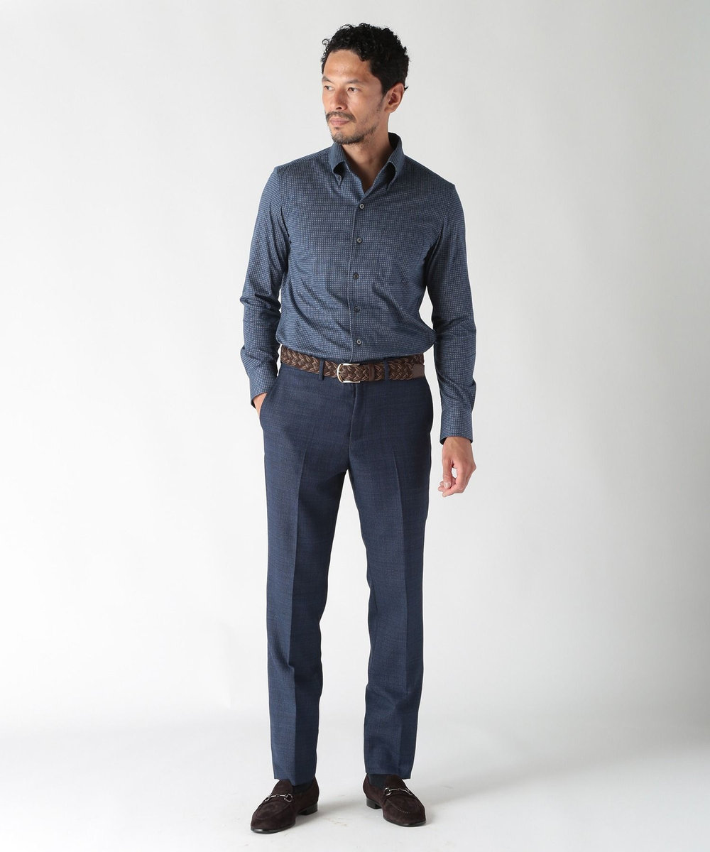 MEN'S BIGI 【ACTIVE TAILOR】ミックスヤーンスラックス ネイビー