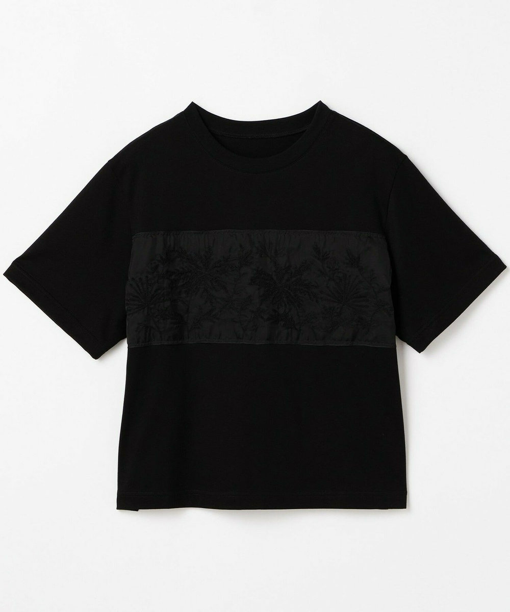 L'EQUIPE オーガンジー刺繍Tシャツ ブラック