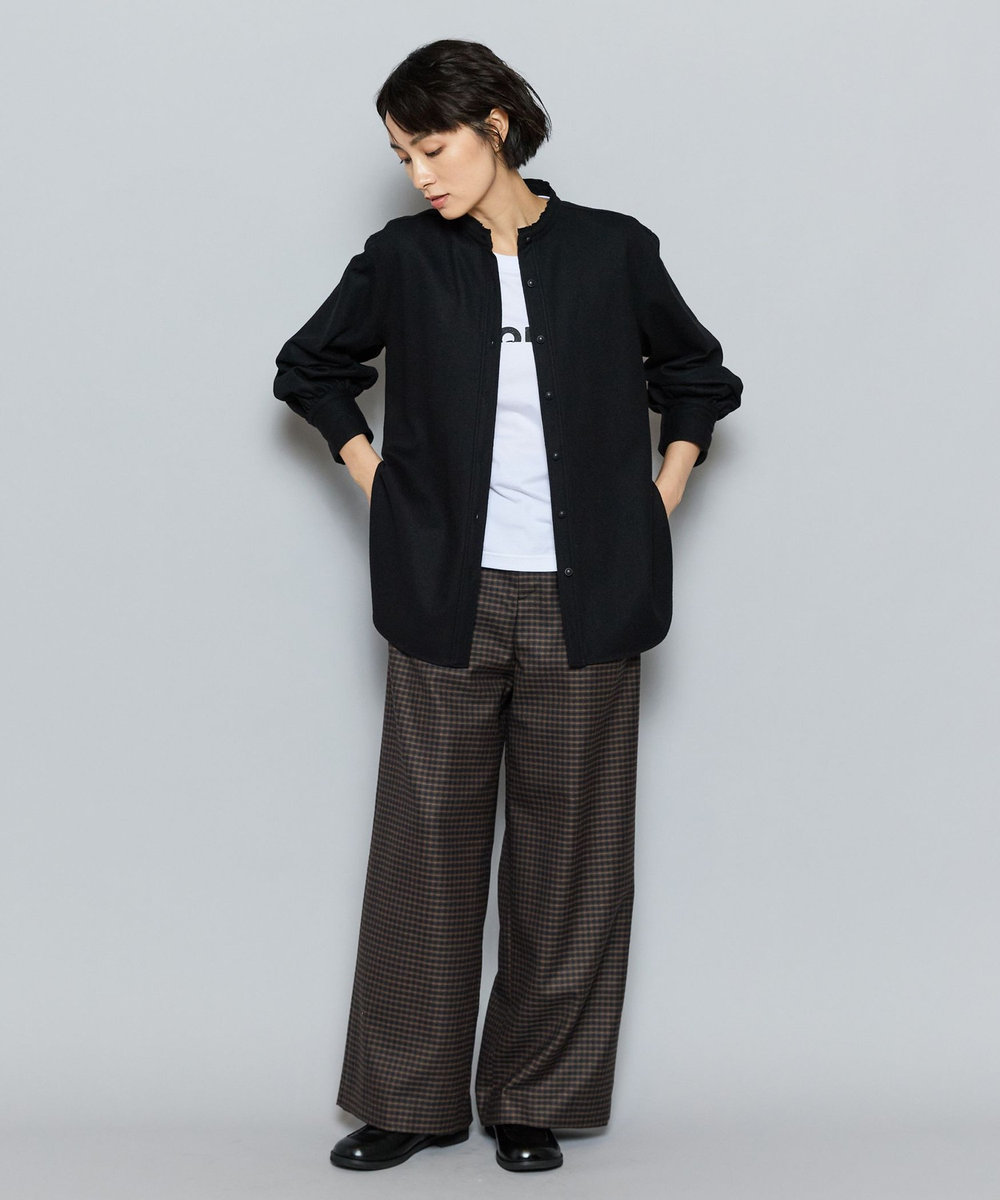 L'EQUIPE GREEN ミルドウールロングシャツ ブラック