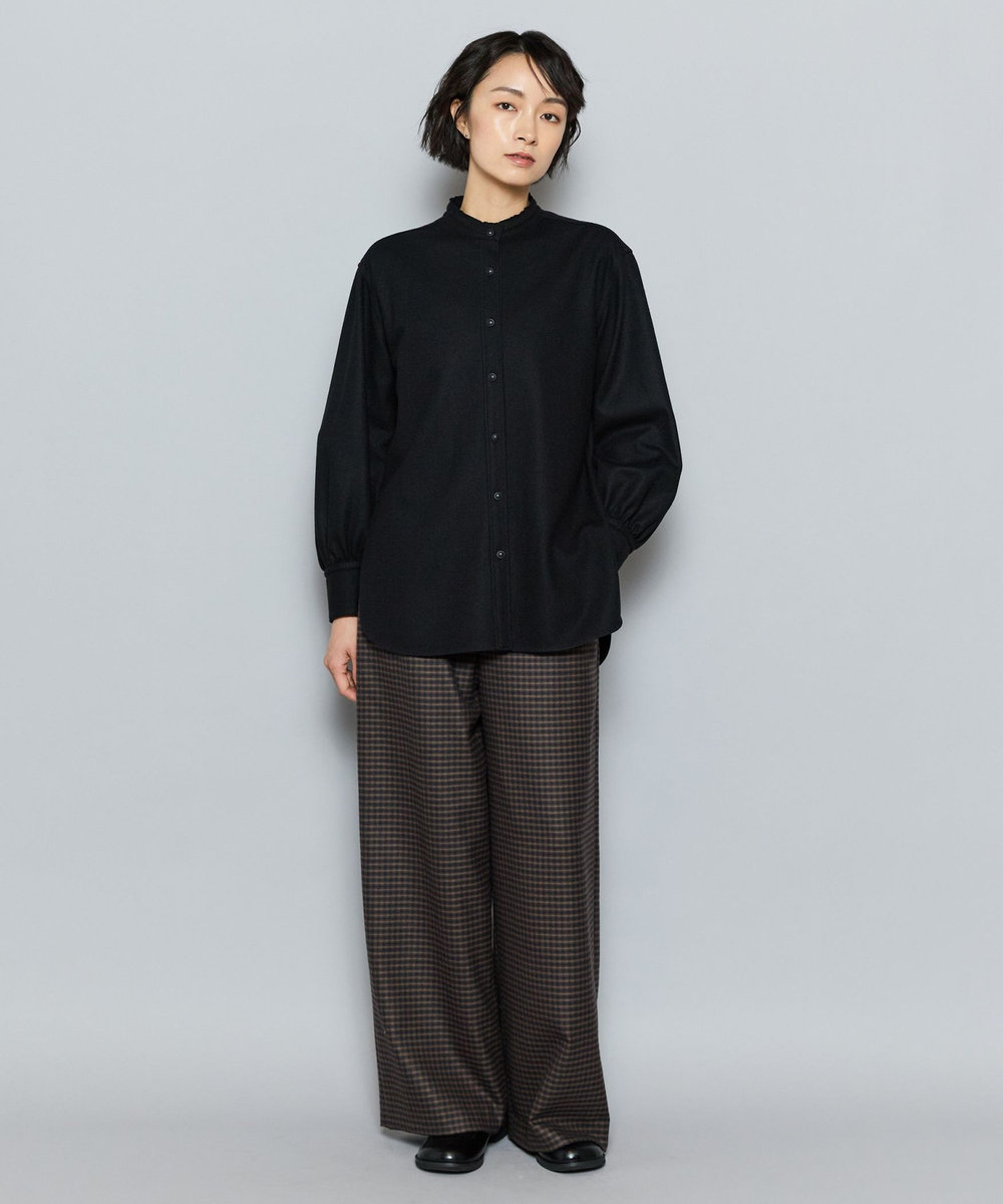 L'EQUIPE GREEN ミルドウールロングシャツ ブラック