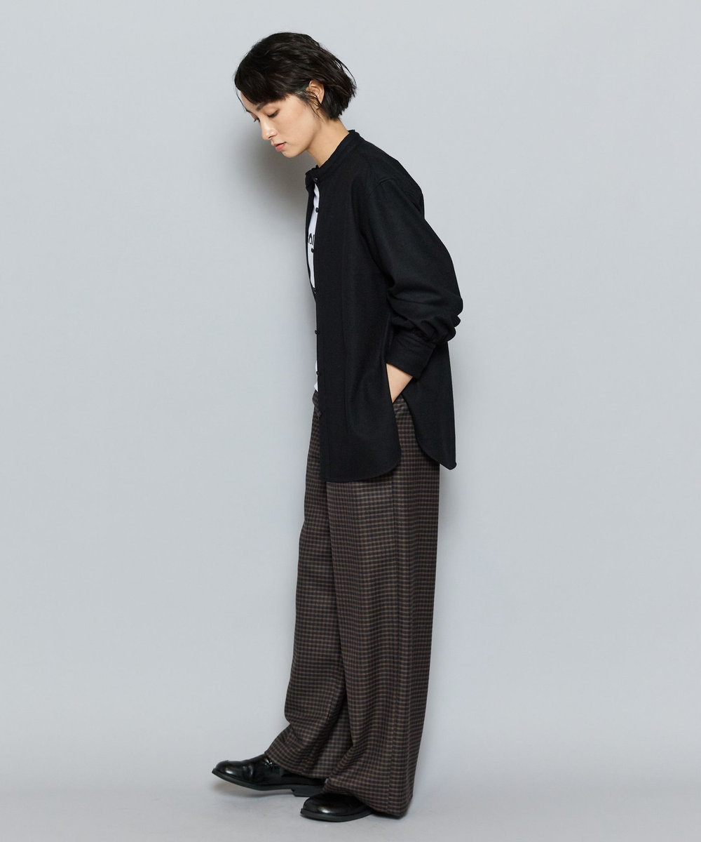 L'EQUIPE GREEN ミルドウールロングシャツ ブラック