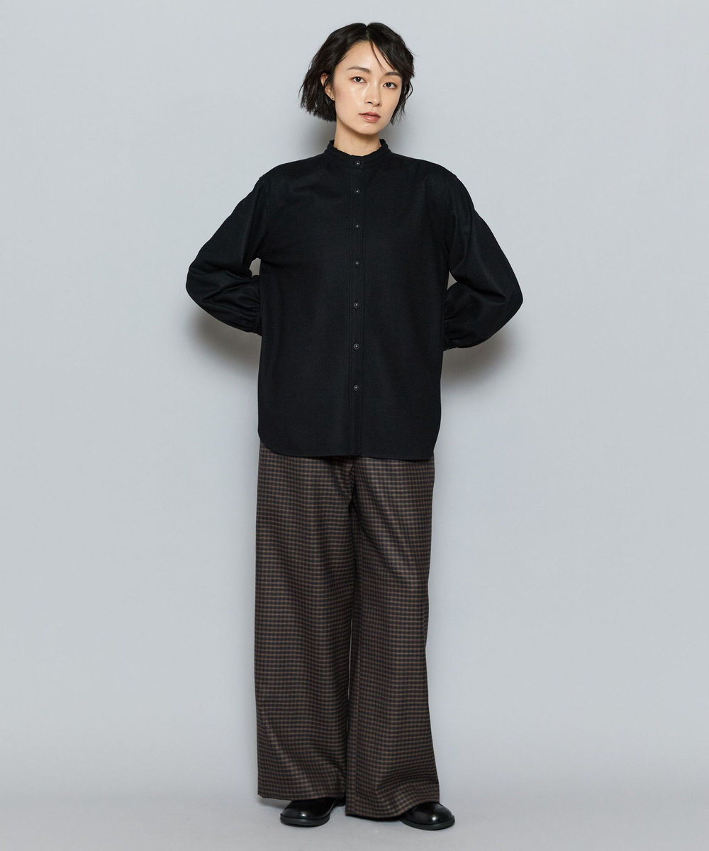 L'EQUIPE GREEN ミルドウールロングシャツ ブラック