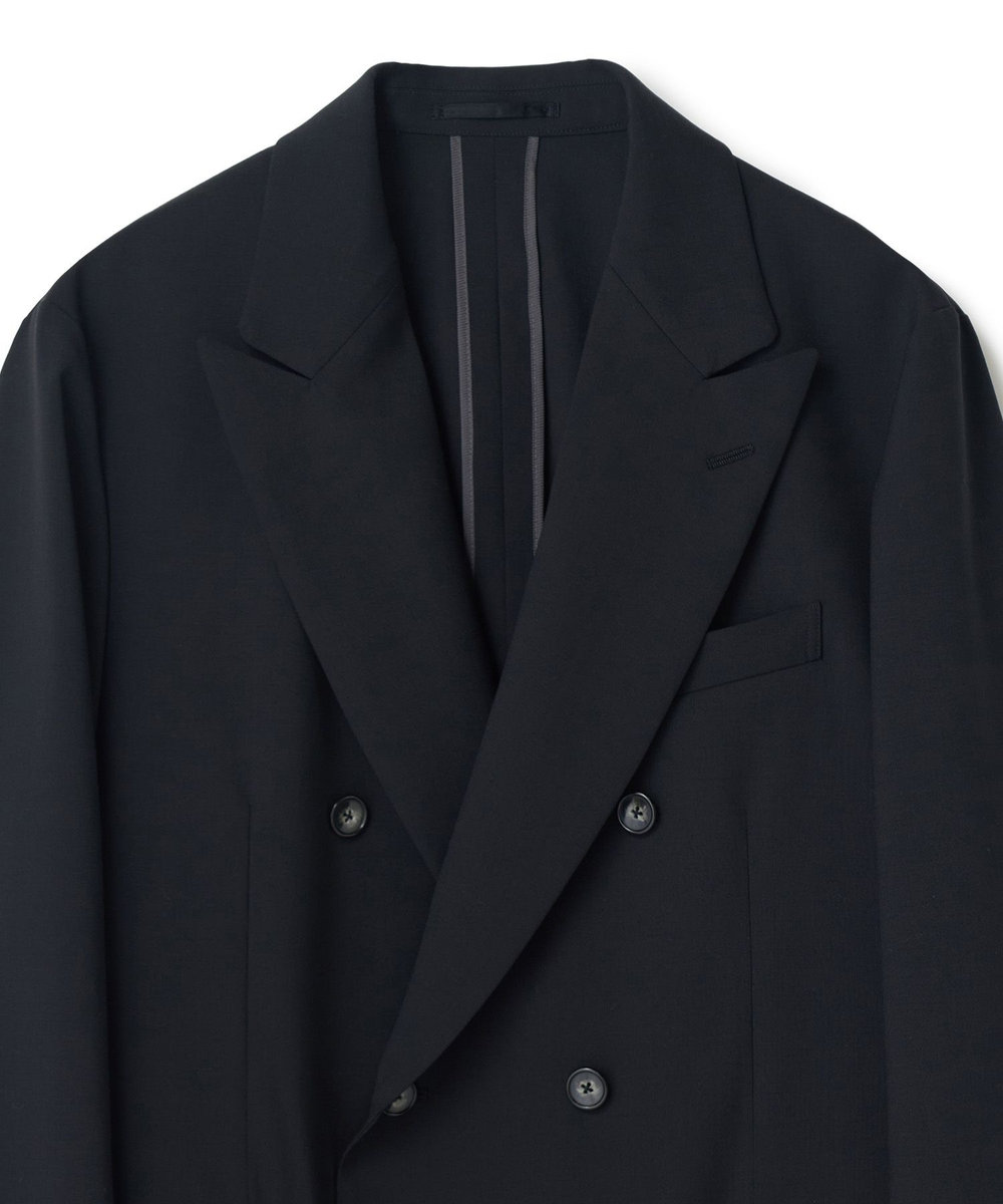 MEN'S BIGI SMART MERINOウールトロピカル/グレンチェック ダブルジャケット＜防シワ＞＜軽量＞＜ストレッチ＞ ブラック