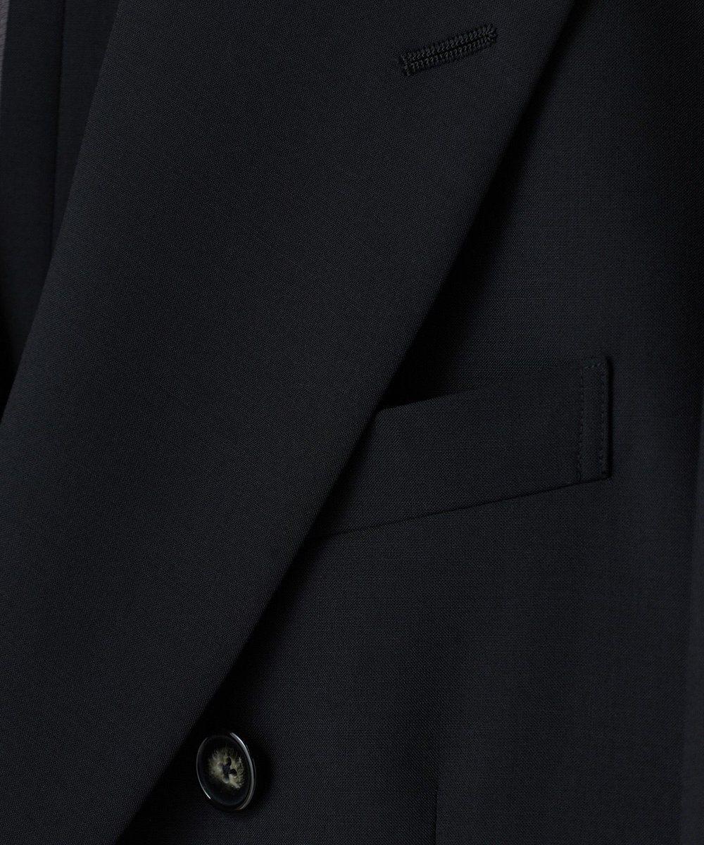MEN'S BIGI SMART MERINOウールトロピカル/グレンチェック ダブルジャケット＜防シワ＞＜軽量＞＜ストレッチ＞ ブラック