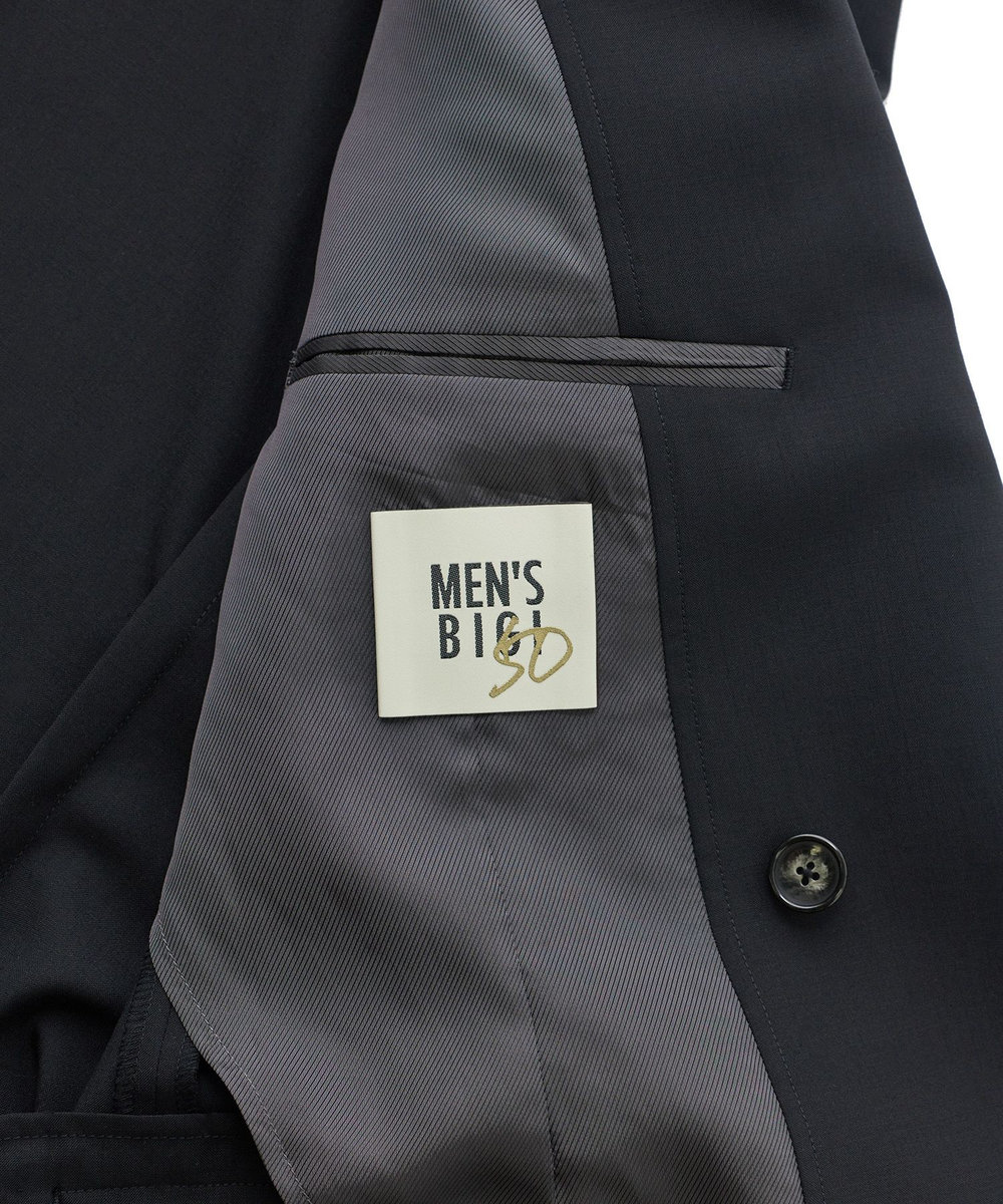 MEN'S BIGI SMART MERINOウールトロピカル/グレンチェック ダブルジャケット＜防シワ＞＜軽量＞＜ストレッチ＞ ブラック