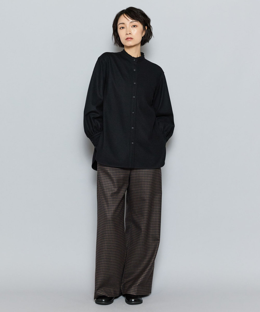L'EQUIPE GREEN ミルドウールロングシャツ ブラック