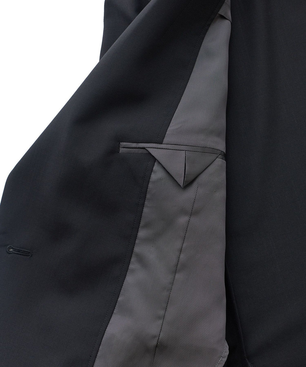 MEN'S BIGI SMART MERINOウールトロピカル/グレンチェック ダブルジャケット＜防シワ＞＜軽量＞＜ストレッチ＞ ブラック