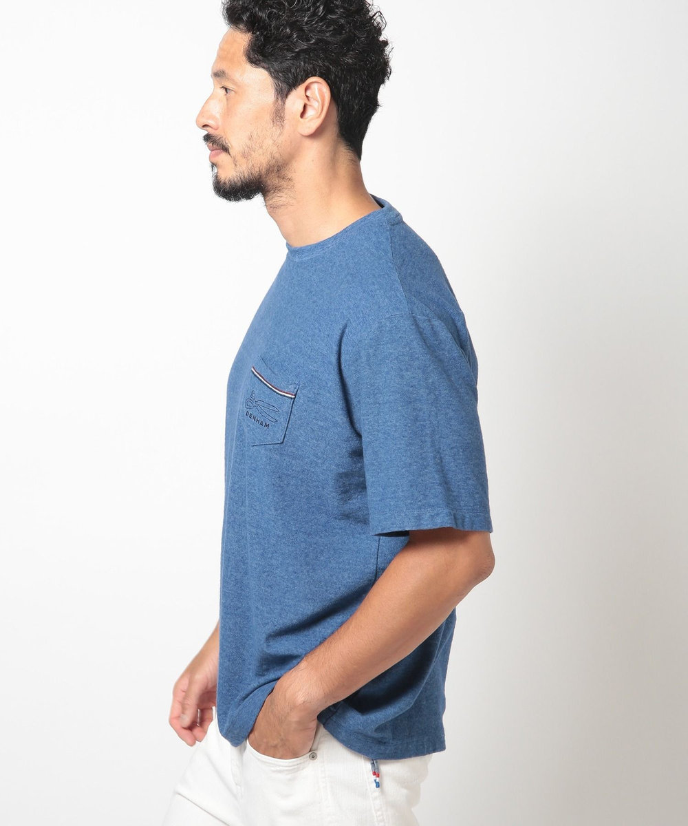 MEN'S BIGI 【DENHAM/デンハム】オーガニック ミニパイルポケットＴシャツ ブルー