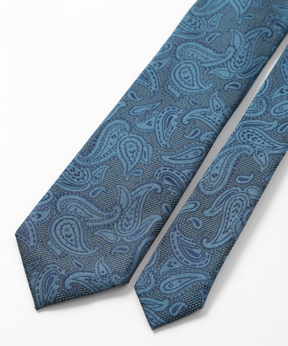 MEN'S BIGI 【TIE YOUR TIE(タイユアタイ)】ヴィンテージペイズリー柄ネクタイ ターコイズブルー