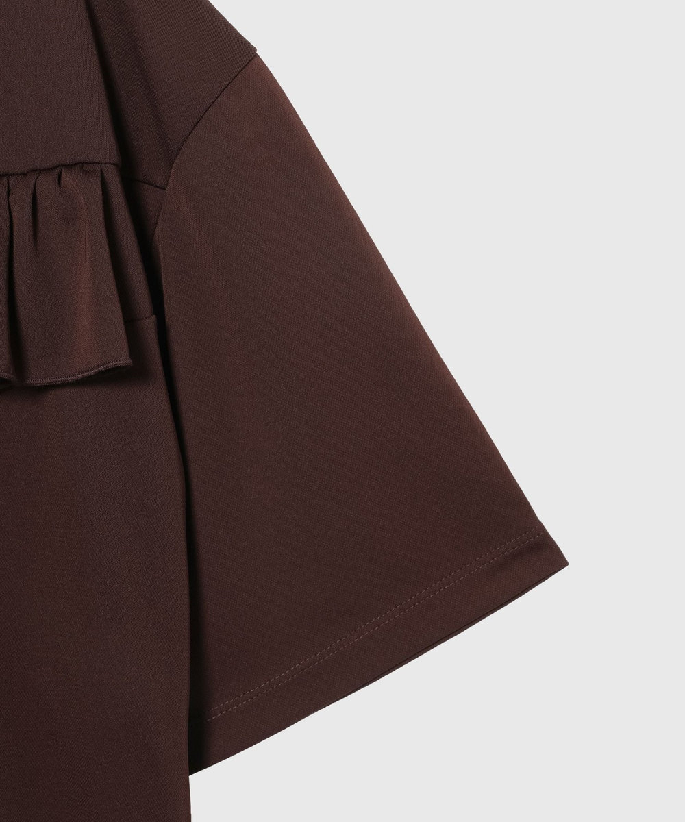 DÉPAREILLÉ TRIACETATE JERSEY RUFFLE TOPS / トリアセテートジャージーラッフルトップス ボルドー