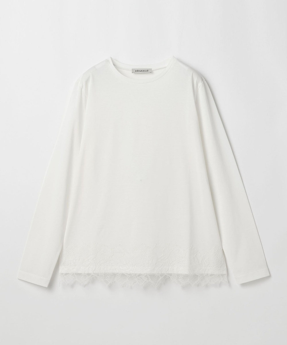 DÉPAREILLÉ COTTON JERSEY LACE DOCKING CREW NECK / コットンジャージーレースドッキングクルーネック ホワイト