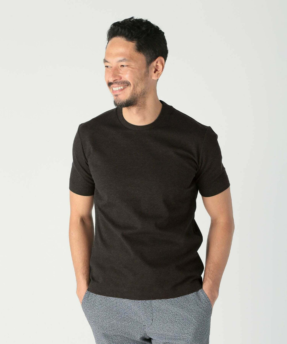MEN'S BIGI 【ACTIVE TAILOR/アクティブテイラー】シルケットスムースクルーネックTシャツ＜接触冷感 / UVカット＞ ブラウン