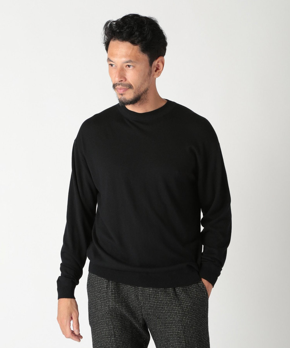 MEN'S BIGI 16Gハイゲージクルーニットソー ブラック