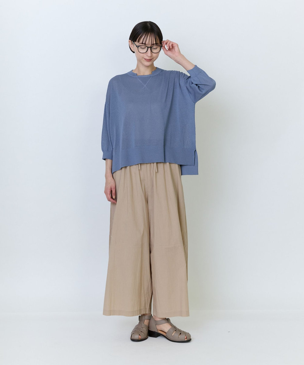 LOISIR インドコットンボイルハンド段染め・無地ボトルシルエットパンツ ベージュ