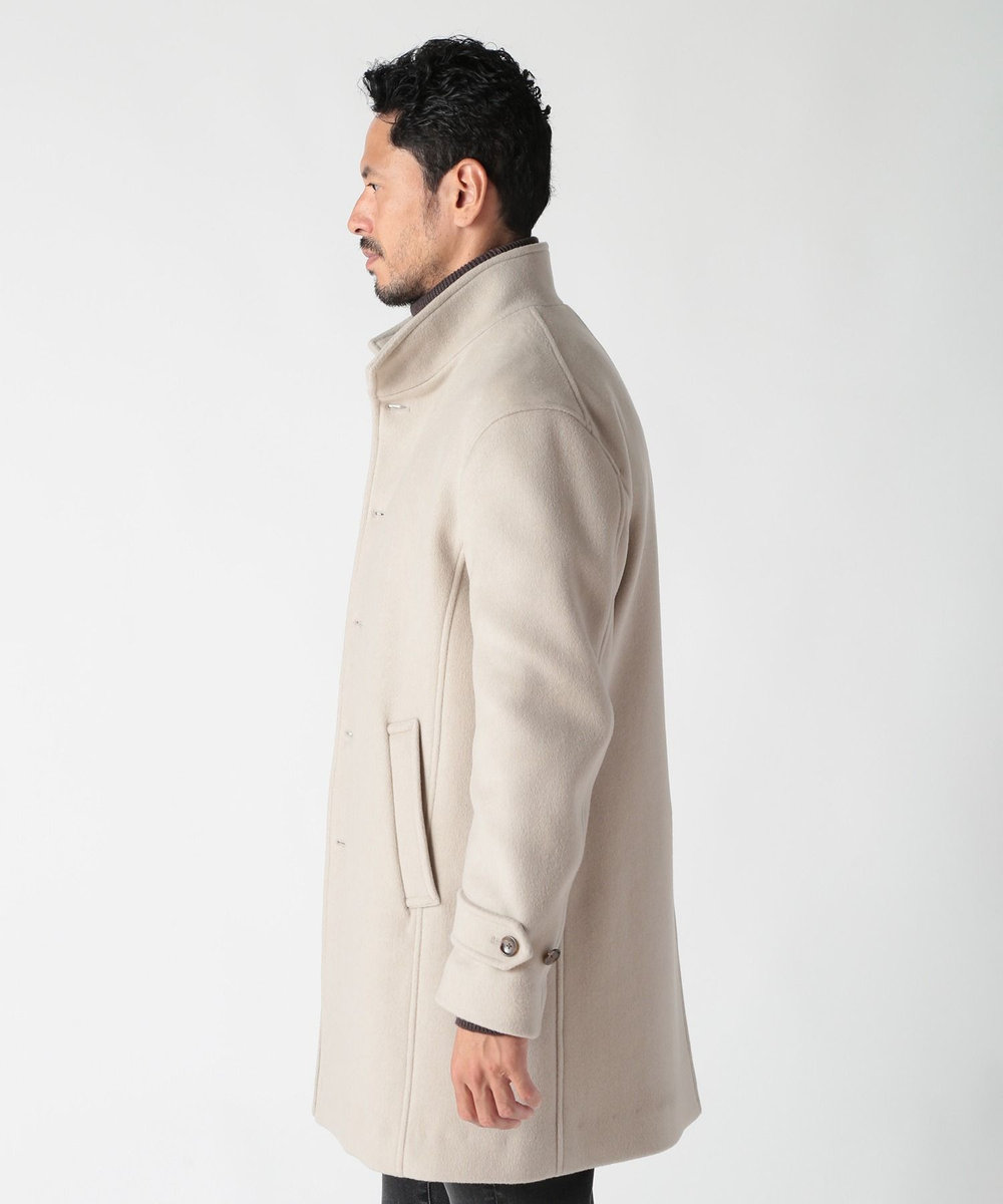 MEN'S BIGI スーパー140ウールビーバーヘリンボーンコート ベージュ