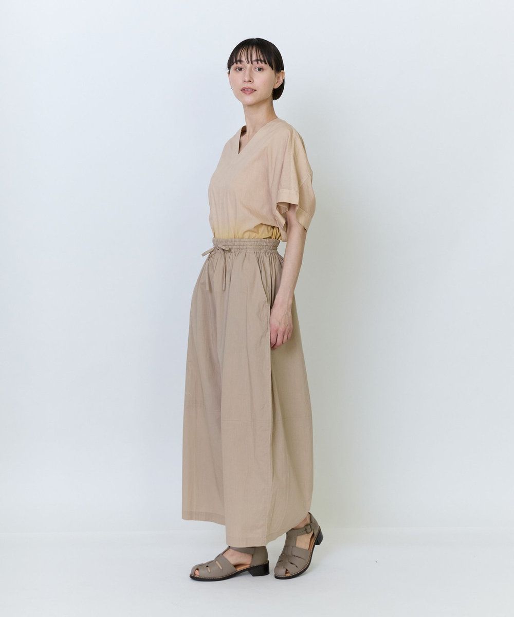 LOISIR インドコットンボイルハンド段染め・無地ボトルシルエットパンツ ベージュ