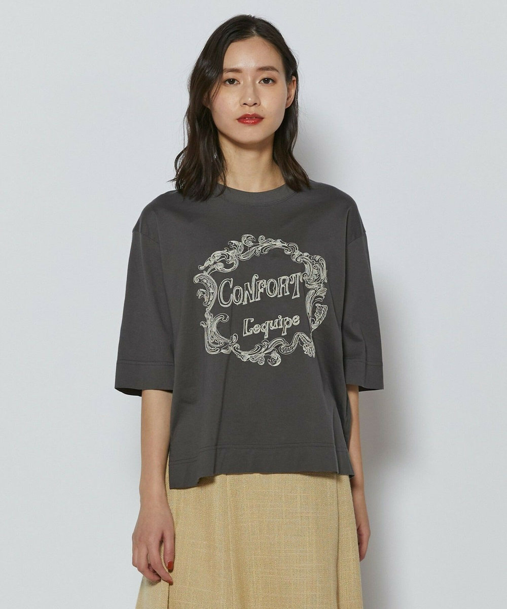 L'EQUIPE フレームロゴTシャツ チャコールグレー