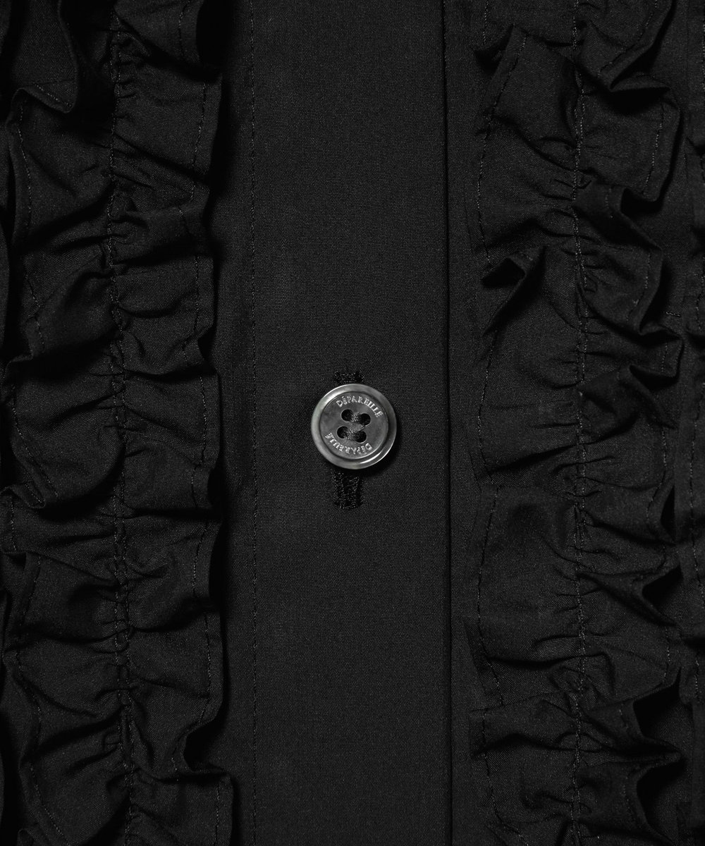 DÉPAREILLÉ COTTON TYPEWRITER FRILL SHIRT / コットンタイプライターフリルシャツ ブラック